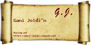 Gani Jolán névjegykártya